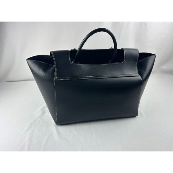 BANANA REPUBLIC Black Women Pebbled Leather Silva Top-Handle Bag Tote MSRP $490 - Picture 4 of 12